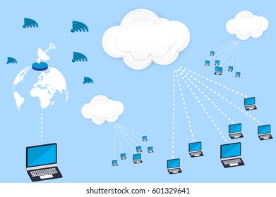 isometric world wifi and icon technology social network flat style