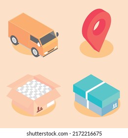 Isometric Worldwide Delivery Icon Set