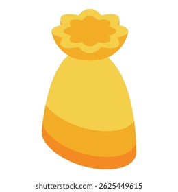 Isometric wrapped candy tied with a ribbon creating a flower shape