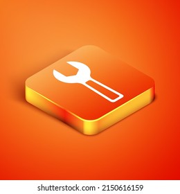 Isometric Wrench spanner icon isolated on orange background. Vector
