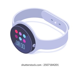 Isometric wrist smartwatch. Modern technology bracelet, isometric portable electronic gadget 3d vector illustration. Smart watch personal accessory