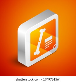 Isometric X-ray shots icon isolated on orange background. Silver square button. Vector Illustration