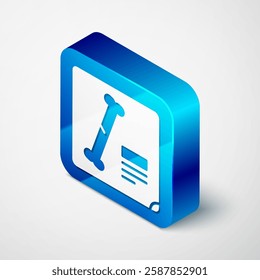 Isometric X-ray shots icon isolated on grey background. Blue square button. Vector Illustration