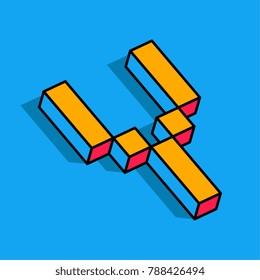 Isometric Y letter, Y vector 3D logo.