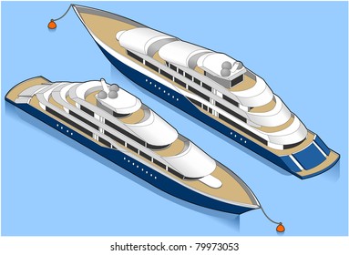 Isometric Yacht Anchored. 