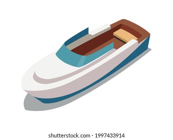 Isometric yacht boat icon 3d vector illustration