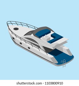 isometric yacht, simple vector illustration