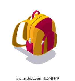 Isometric Yellow Backpack Icon