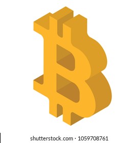 Isometric yellow bitcoin sign