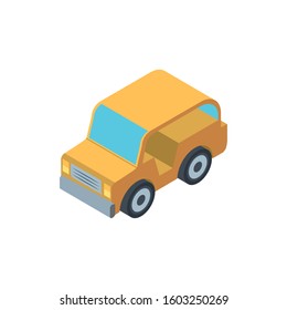 Isometric yellow car design, Transportation vehicle transport wheel speed traffic road and travel theme Vector illustration