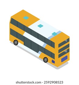 Isometric Yellow Double Decker Bus Illustration Vector