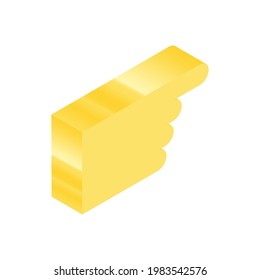 Isometric Yellow Icon. Modern Flat Vector Illustration. Point Finger Sign. Social Media Template.