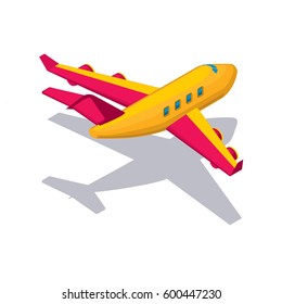 Isometric yellow jet-plane icon