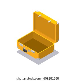 Isometric Yellow Open Travel Bag 