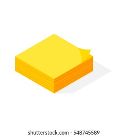 Isometric yellow sticker paper note vector.