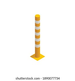 Isometric yellow and white elastic parking column icon vector illustration