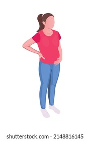 Isometric young pregnant woman on white background vector illustration
