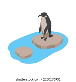 Isometric zoo composition with isolated animal park image on blank background vector illustration