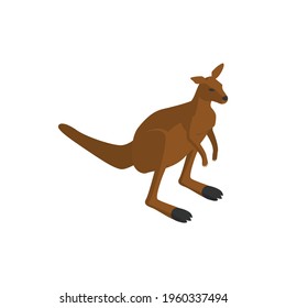 Isometric zoo composition with isolated character of kangaroo on blank background vector illustration