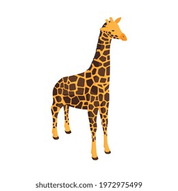 Isometric zoo composition with isolated character of giraffe on blank background vector illustration