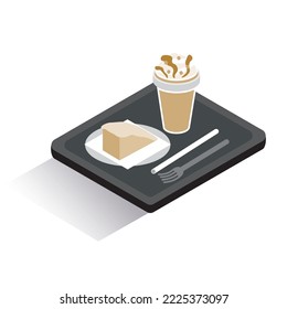Isometric_Frozen drink and cake set