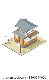 Isometrical tradition japan house isolated, Suitable for Diagrams, Infographics, Book Illustration, Game Asset, And Other Graphic Related Assets