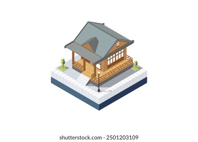 Isometrical tradition japan house isolated, Suitable for Diagrams, Infographics, Book Illustration, Game Asset, And Other Graphic Related Assets