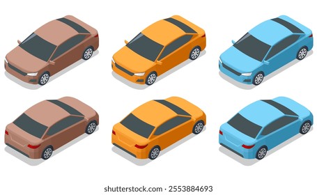 IsometricFastback, Liftback Car template for branding and advertising. Multi purpose vehicle, people carrier mover, SUV, 5-door Fastback, Liftback car. Hatchback, Passenger Car isolated.