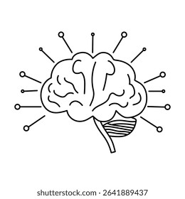 Isometric-inspired brain icon with circuit board lines, representing artificial intelligence evolution and data pathways.