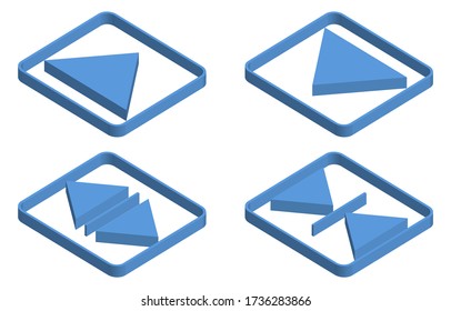 Isometrics conjunto de iconos de botón azul