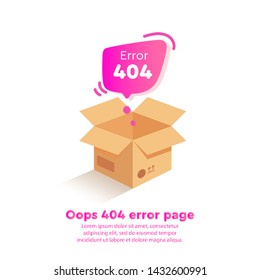 Isometrics design 404 error with empty box on website page