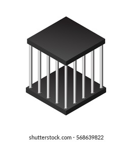 isometrics icon web vector black. prison logo. 