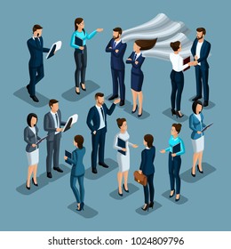 Isometrics set of characters, coaches, teachers, coaches, businessmen, lawyers, recruits