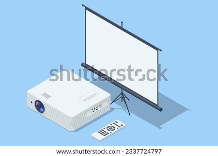 Isometrric Modern Video Projector, Video Projector for Work Presentation