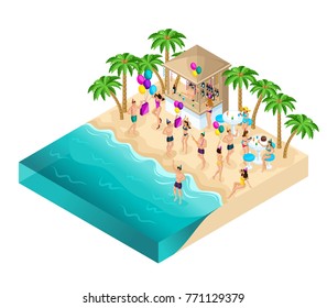 Isometry dancing on the beach, party, birthday party, Ibiza, the sea. beach, great weather, rest, entertainment.