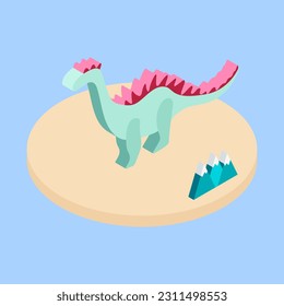 isometry dinosaur in the desert vector illustration