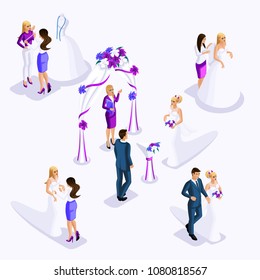 Isometry is an exit wedding ceremony, the bride and groom. preparation of the bride for the wedding, sewing workshop design dresses, expensive atelier