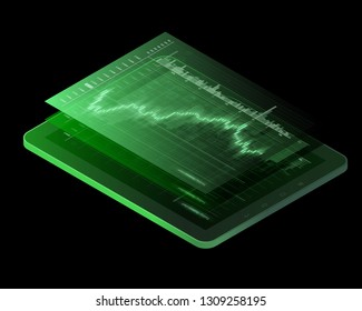 Isometry Financial audit business chart concept. Use for web banner, infographics, hero images. Flat isometric smartphone tab vector illustration isolated background, Concept business strategy data