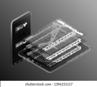 Isometry Financial audit business chart concept. Use for web banner, infographics, hero images. Flat isometric smartphone tab vector illustration isolated background, Concept business strategy data