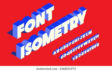 Isometry font 3d bold style for infographics