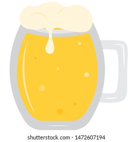 Isometry glass of beer. Oktoberfest 2020. St. Patrick day. Element for logo, game, print, poster or other design project. Vector illustration.