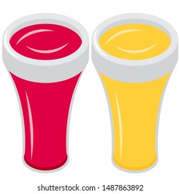 Isometry glass of water, juice. Healthy eating, diet. Element for logo, game, print, poster or other design project. Vector illustration.