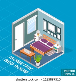 Isometry. Modern room. View from above. For your design.