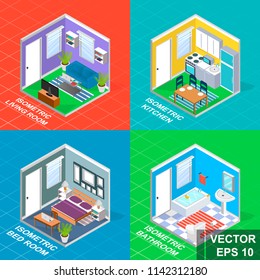 Isometry. Modern room. View from above. For your design.