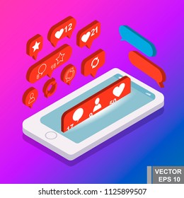 Isometry. Modern technologies. Smartphone. View from above. For your design.
