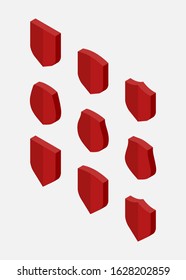 Isometry Protect guard shield concept. Flat isometric shield badge. Safety icon set. 3d Safeguard simple sign low poly flat shield pictogram