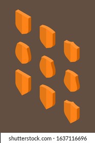 Isometry Protect guard shield concept. Flat isometric shield badge. Safety icon set. 3d Safeguard simple sign low poly flat shield pictogram