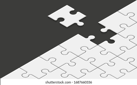 Antecedentes de la presentación de la pancarta de Isometry Puzzle. Plantilla infográfica de puzzle isométrico abstracto