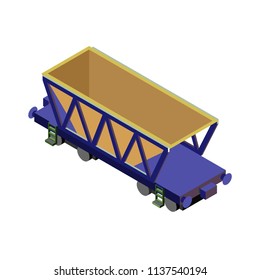 isometry Railway car. Hopper for transportation of bulk cargo. 
All colors are editable, shadows are superimposed with additional layers of black and transparency