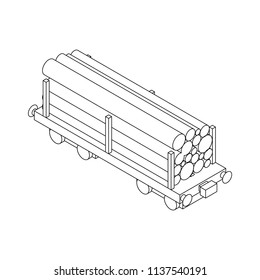 isometry Railway car. Platform, timber. Loaded with logs.
All colors are editable, shadows are superimposed with additional layers of black and transparency. Coloring, lines only.